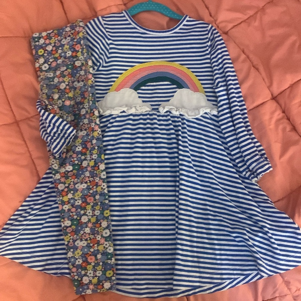 Girls’ Mini Boden rainbow striped set size 4-5
